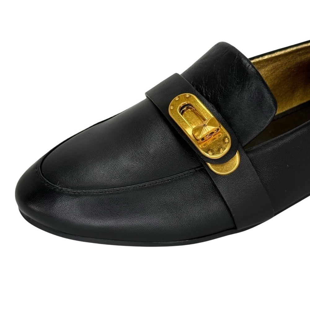 Donna Karan Thompson Black Leather Turnbuckle Womens Loafers Size 6M - Picture 7 of 13